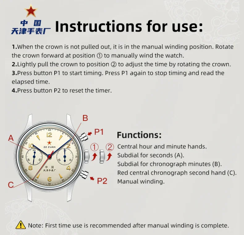 Seagull 1963 International Chronograph Manual Winding Mechanical Watches Original ST1901