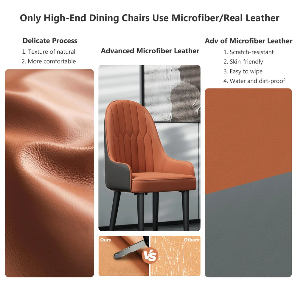 Leather Dining Chairs, Arms Modern Kitchen Dining Room Chairs, Metal legs,kitchen, apts