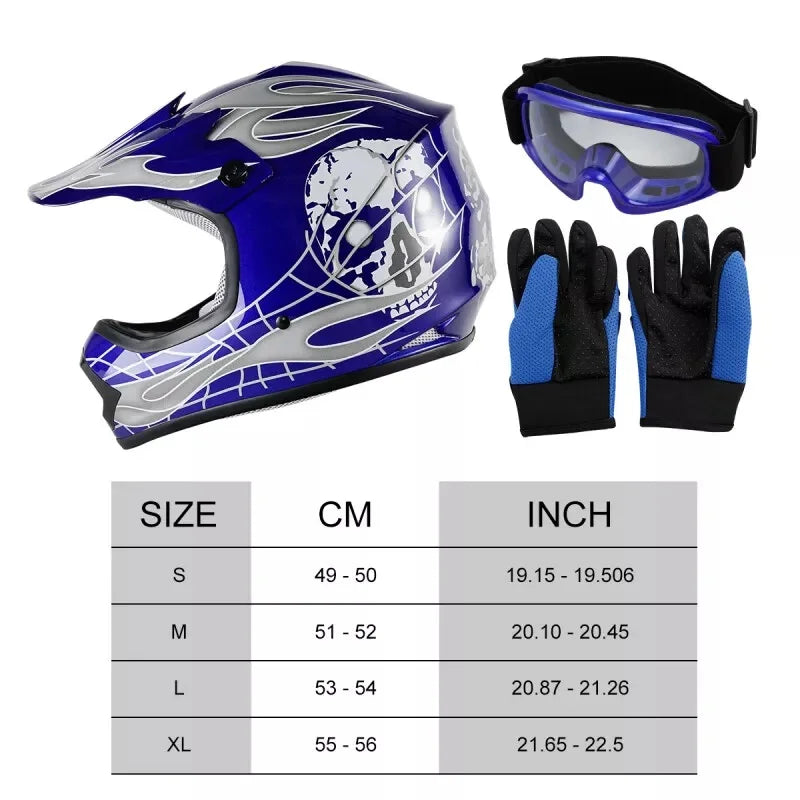 DOT Youth Helmet Child Kid Motocross Full Face Offroad Dirt Bike ATV S/M/L/XL