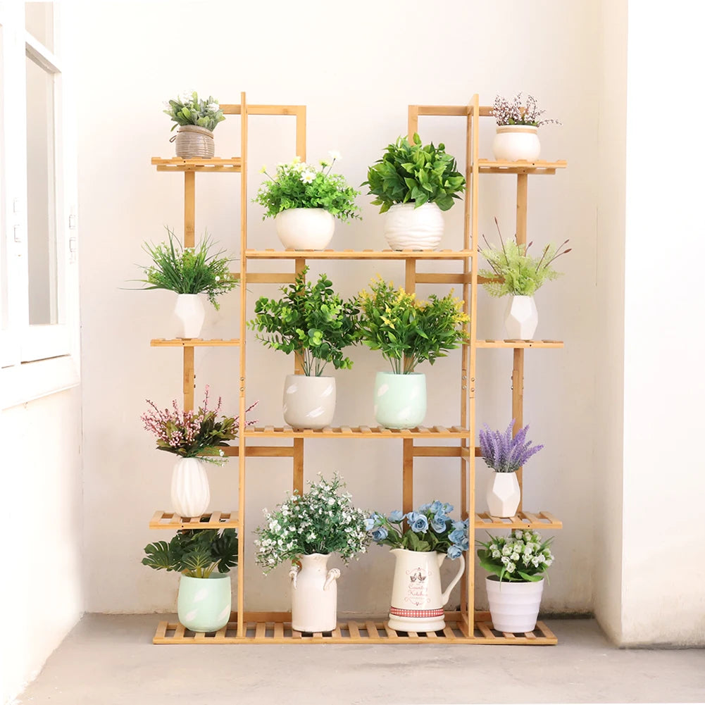 IndoorExtra Large Bamboo Plant Stand for Indoor Plants 9 Tier Organizer Living Room