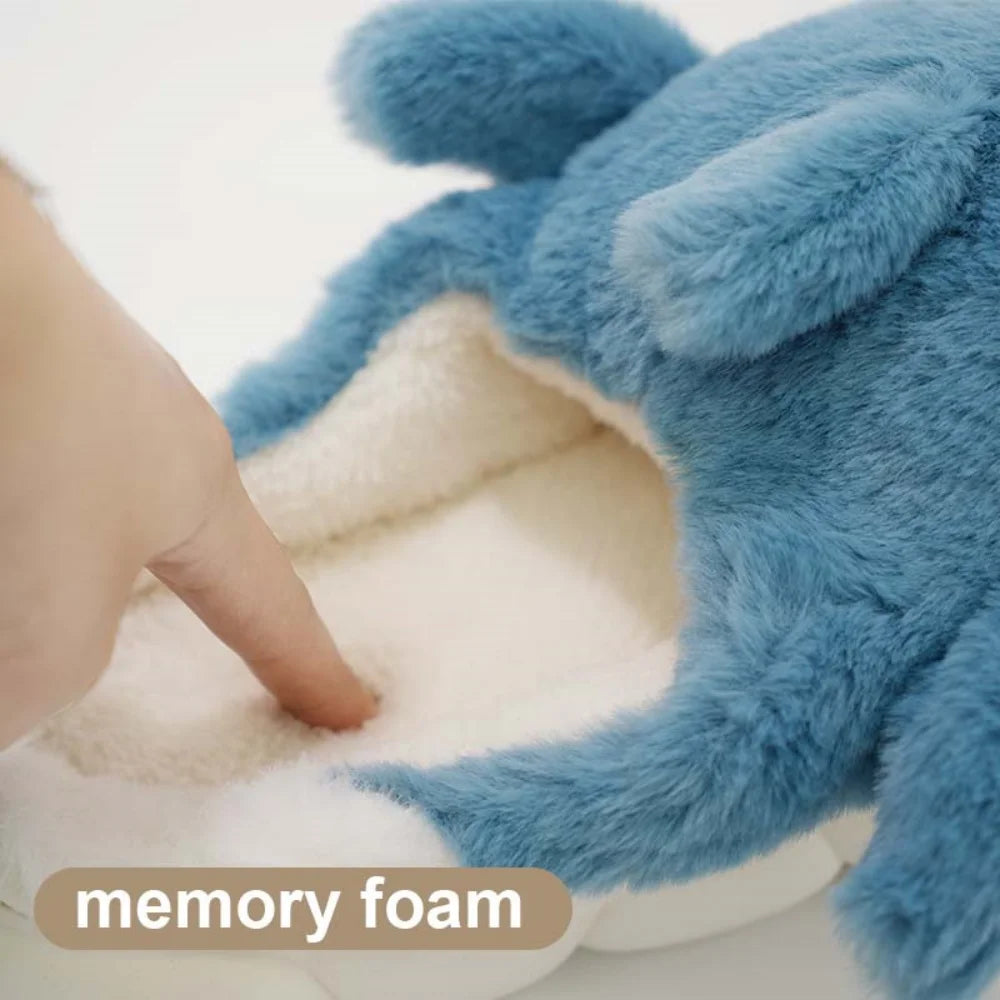 Soft Plush Sharky Slides For Wome&Men,Whale Shark Anti-Skid Winter Cute Couple House Slippers