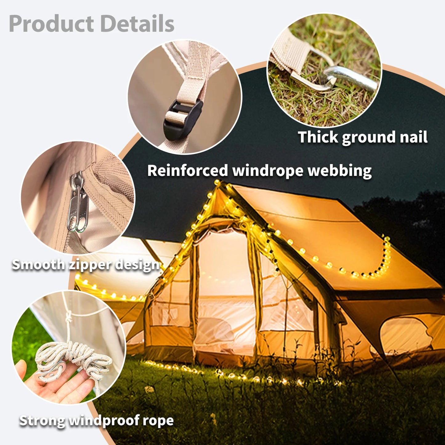 4-6 people Inflatable Camping Tent, Easy Setup Blow up Tent, Air Tent with Hand Pump for outdoor