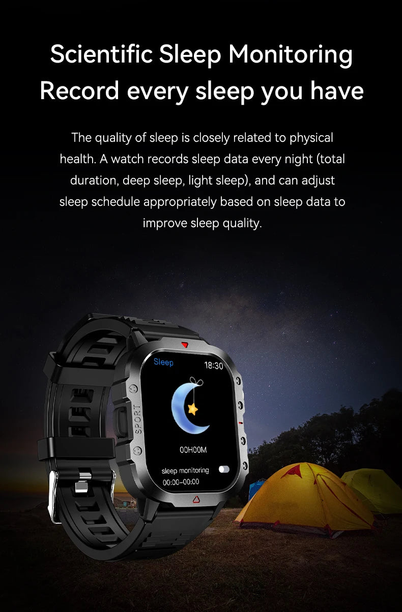 Smart Watch Bluetooth Voice Call LED Flashlight Health Monitor Outdoor Sports Smart