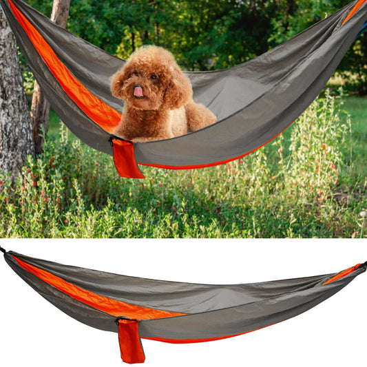 Camping Hammock with Tie Rope Widened Hanging Swing for Indoor Outdoor Camping Silver Gray Orange