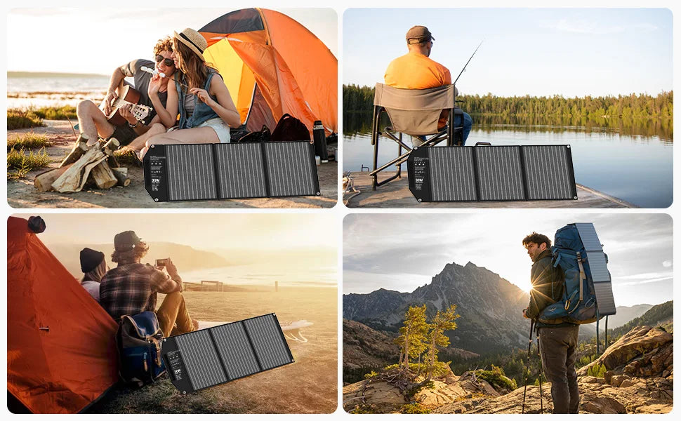 30W Solar Charger, Foldable Solar Panel with 18V MC4, Dual USB-A (QC3.0), & USB-C (PD18W) Ports