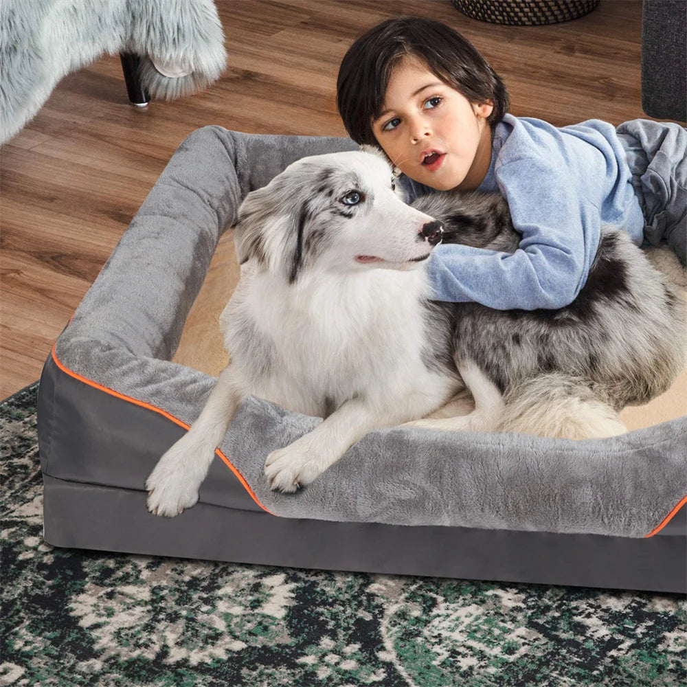 Jumbo Large Orthopedic Dog Bed Memory Foam,Waterproof Elevated Cushion Warm Puppy,Removable Cover