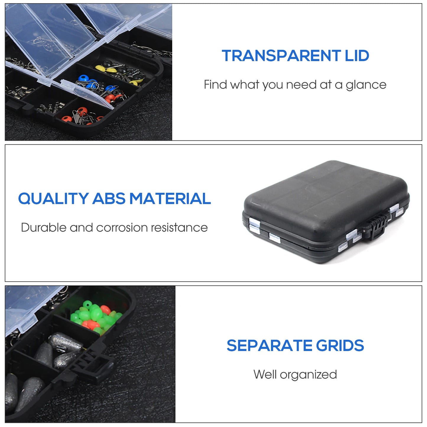 263pcs Fishing Set with Tackle box, Inc. Plier Jig Hooks Sinker Weight Swivels Snaps Sinker Slides