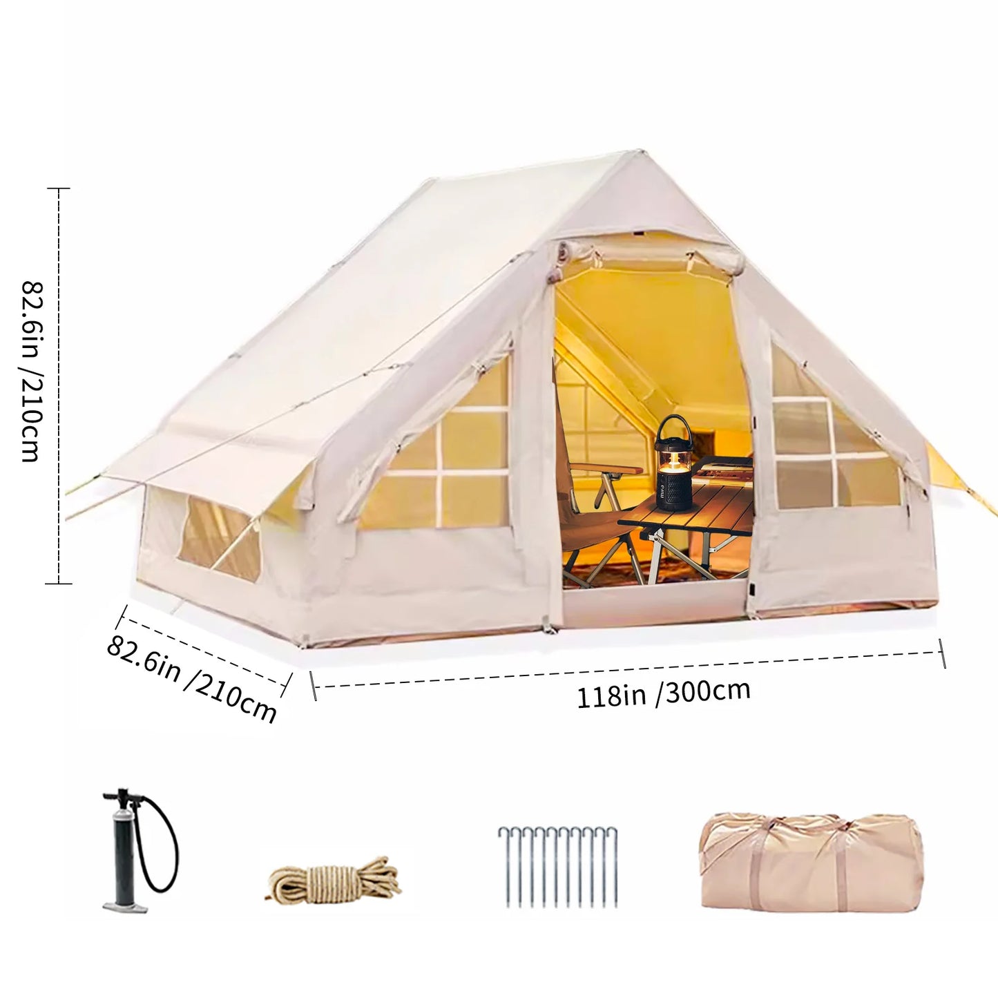 4-6 people Inflatable Camping Tent, Easy Setup Blow up Tent, Air Tent with Hand Pump for outdoor