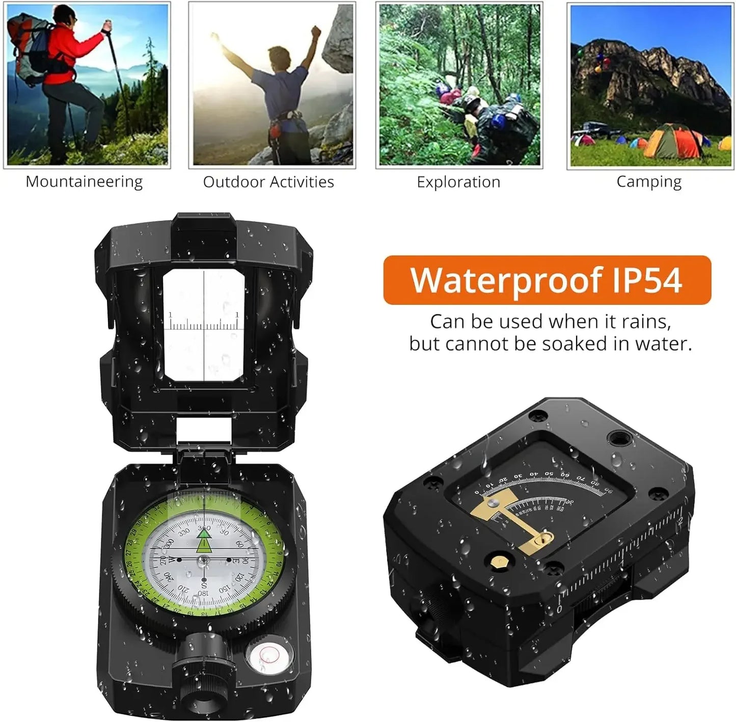 Proster Hiking Compass - Aluminium, Waterproof, Clinometer, Fluorescent Scale, Carry Bag (128 chars)