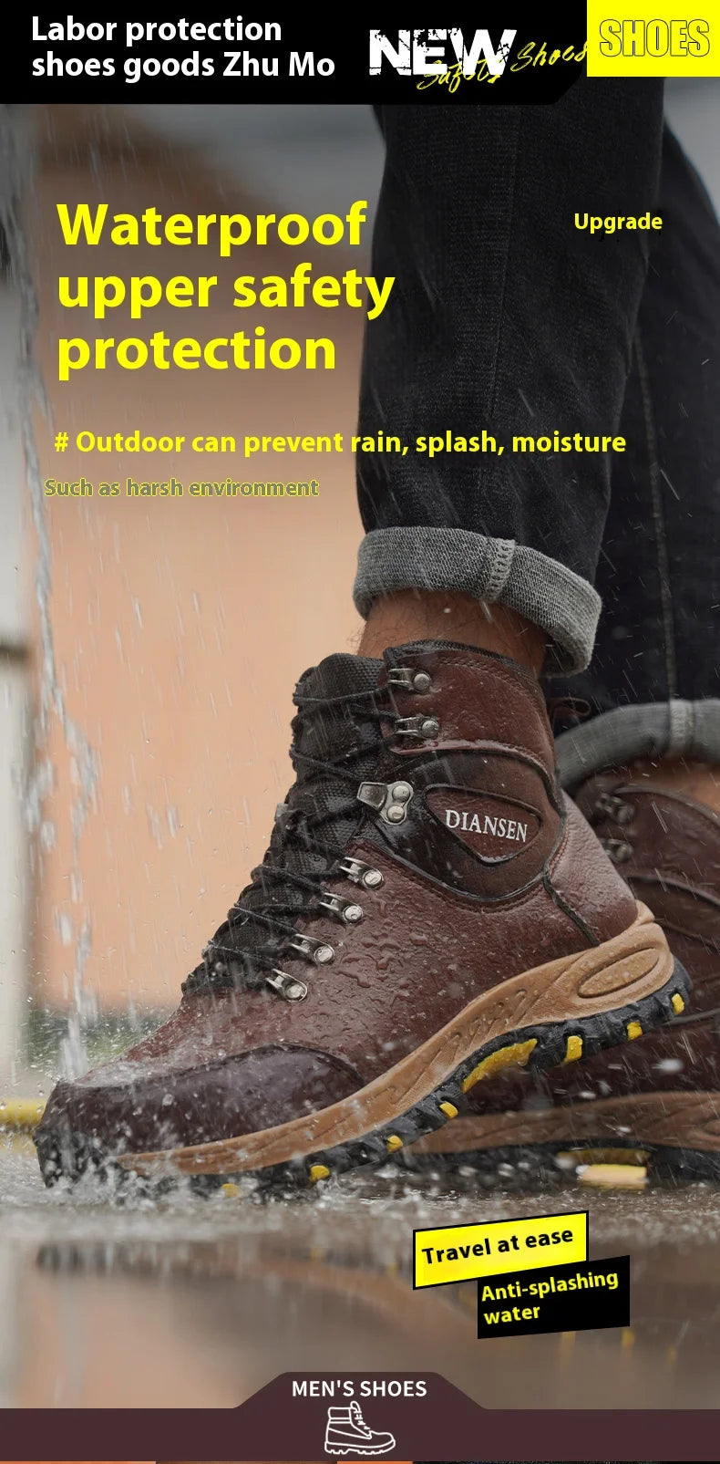 Waterproof Leather Indestructible Men Work Safety Boots Outdoor Anti-smash Anti-puncture Male