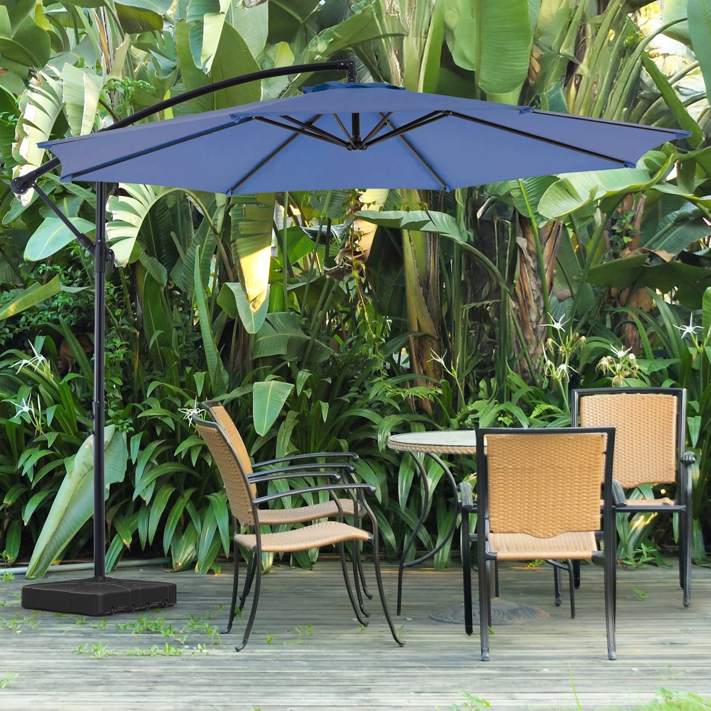 10FT Outdoor Patio Umbrella Hanging Cantilever,Easy Tilt Adjust,UV Protection 8 SturdyRibs yard deck