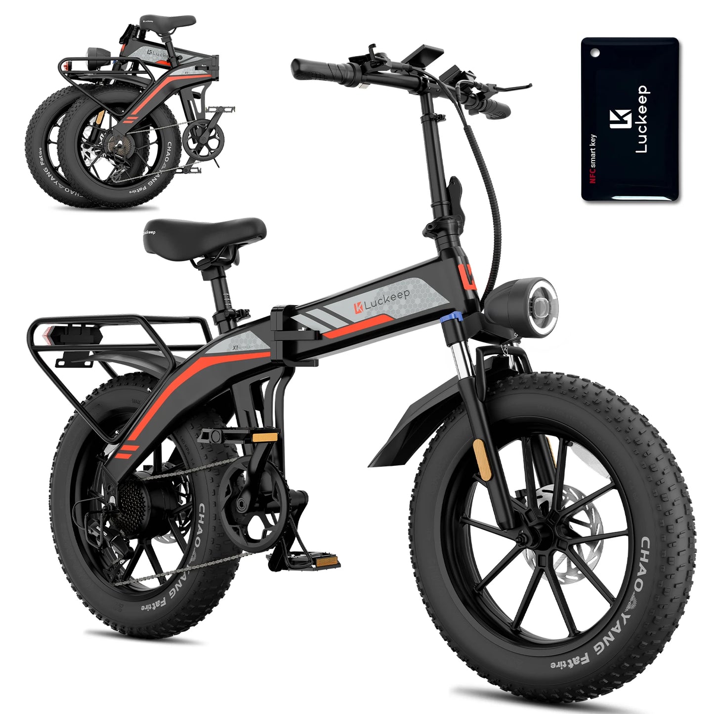 X1 Folding Electric Bike Adults 1500W Peak Motor,30 60 Miles,720WH Battery 20" x 4.0" Fat Tire Fold