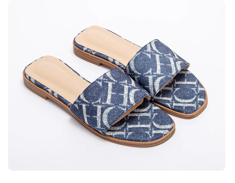 Classic Simple Design Comfortable Anti-slip Sole Printed Slippers Seasonal Fashion Women's Sandals