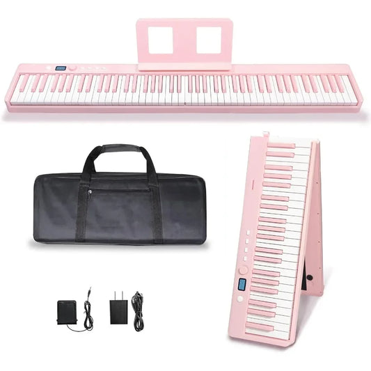 88 Key Foldable Electronic Piano,180 Folding Design, Enhanced Portability,TrueGrand Piano Sound