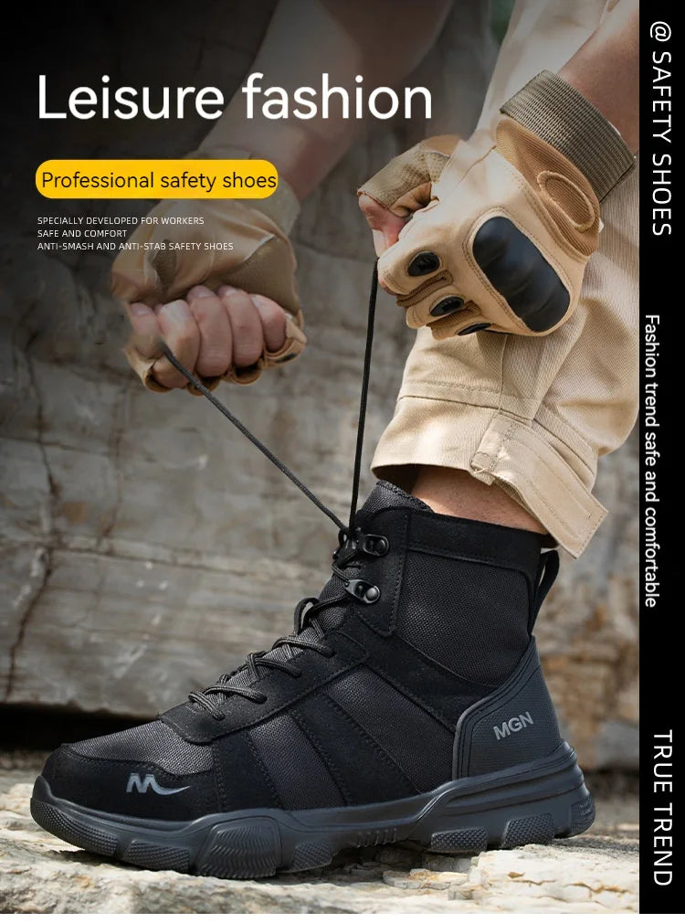 Boots Indestructible Safety Men Steel Toe  Puncture-Proof Sneakers; Women Non Slip Work Shoes