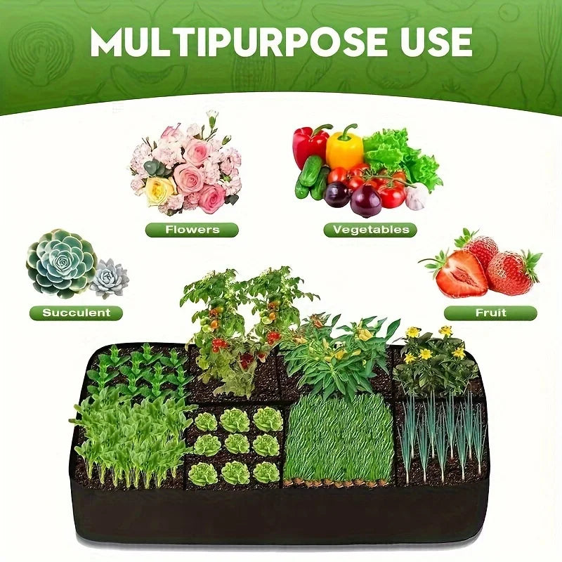 Garden Bed, 128 Gallon 8 Grids Plant Grow Bags, 3x6FT Breathable Planter Raised ,Vegetables Flowers