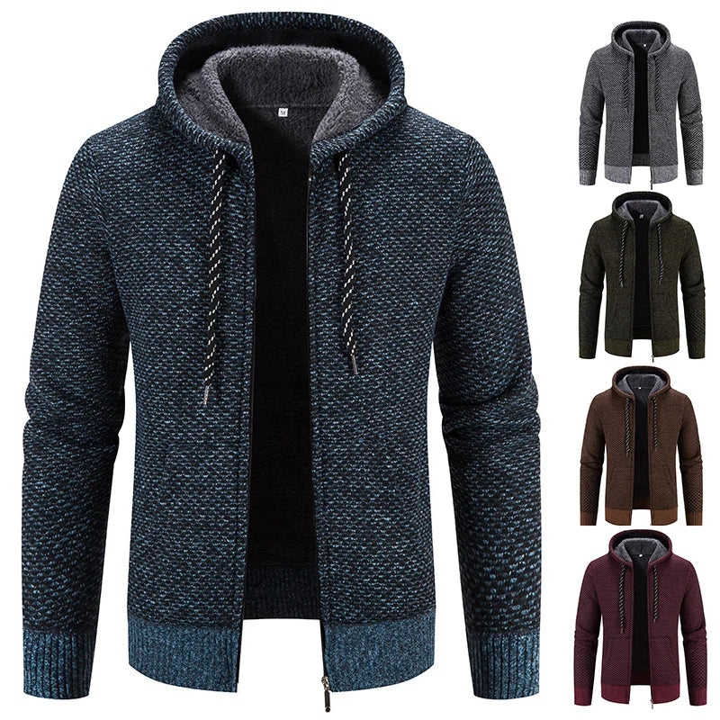 Male Knitted Casual Jackets, Hood Men's Sweater Coat Y2K Baseball Jumpers Jersey Top Clothing