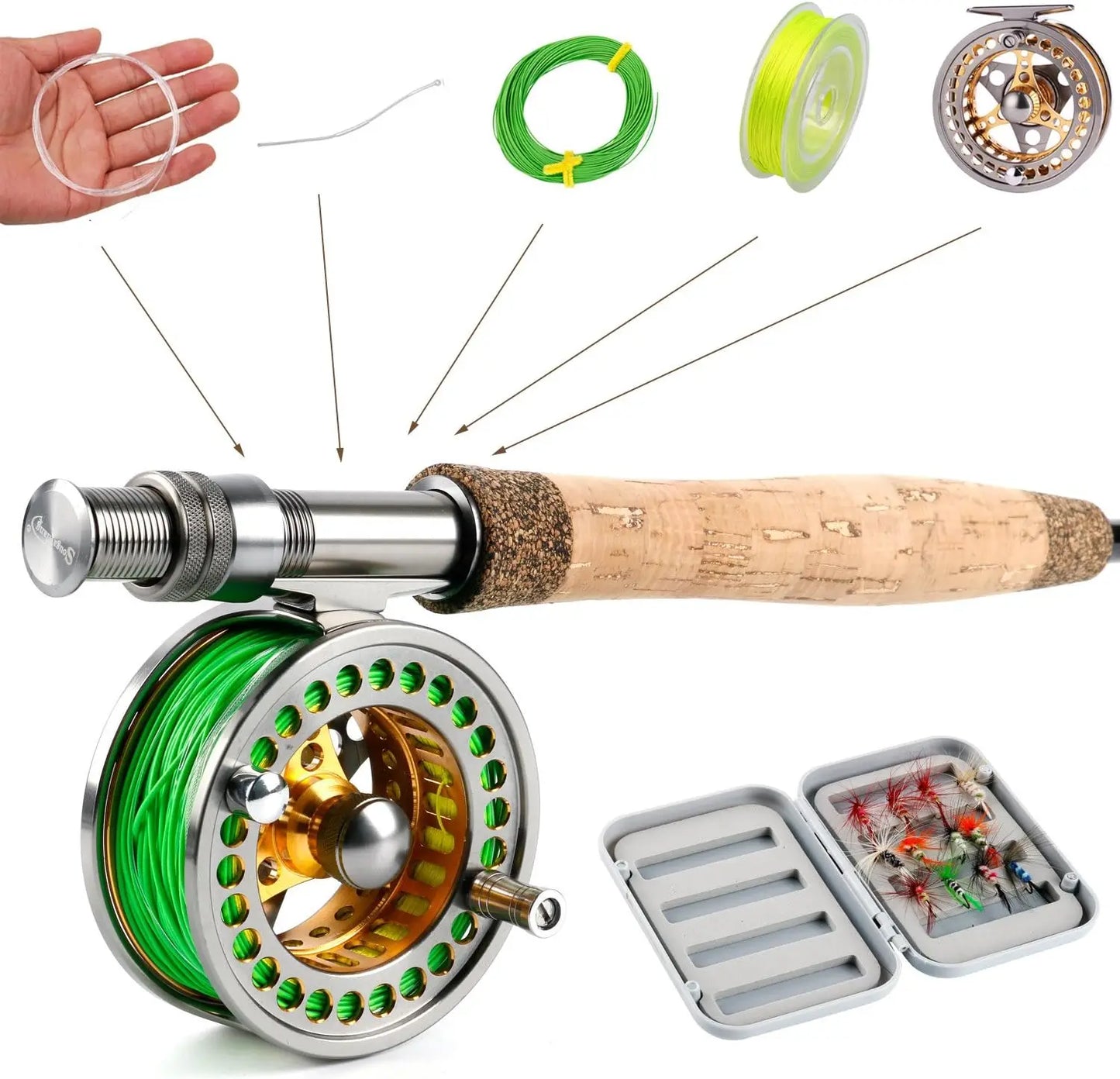 Lightweight Fly Fishing Rod Reel Combo, CNC Aluminum Alloy Reel, Complete Starter Package, Anglers