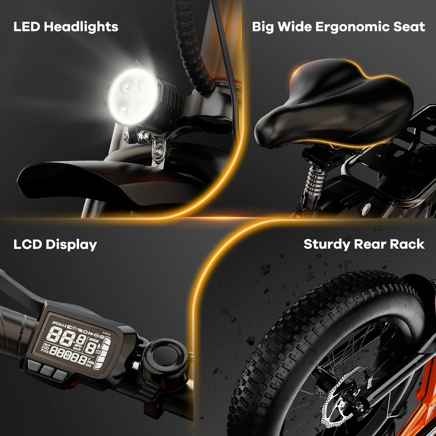 1000W Folding Electric Bike, 48V 20AH Large Removable Battery,30+MPH, 80 Mi Max Range, 20" Fat Tire