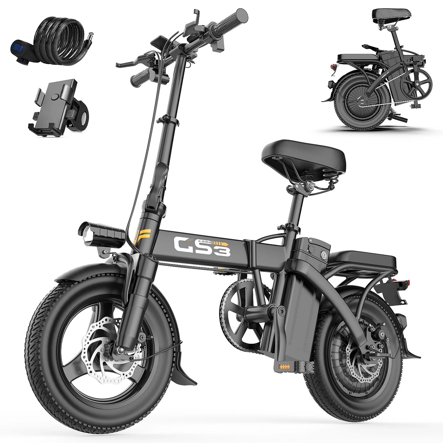 GS3 E-Bike 48V 15AH 500W Motor,20KM/H Max Speed Motorcycle Style E-bike