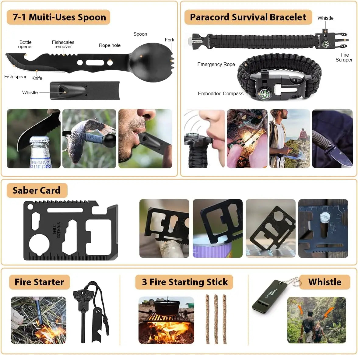 250Pcs Emergency Survival Kit,First Aid, Molle Bag & Tent for emergency,Hiking, Hunting