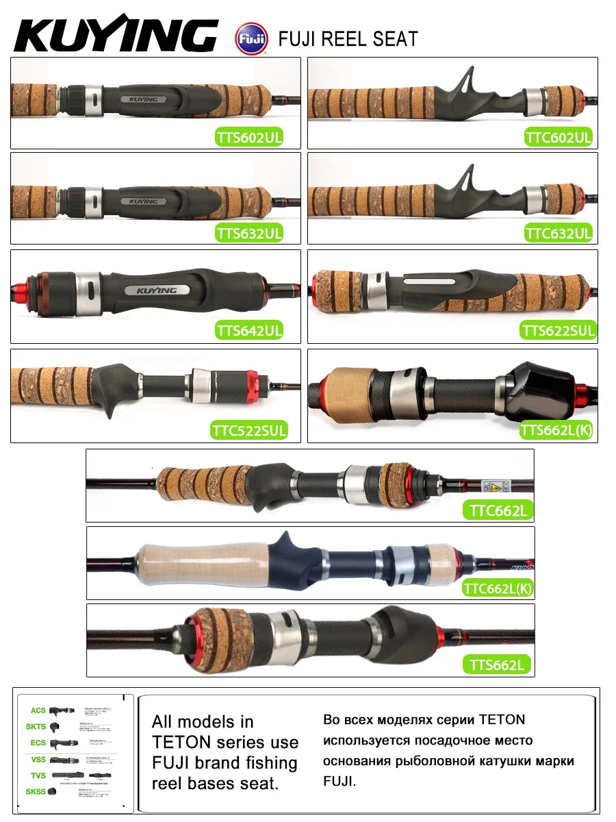LUL SUL 5'2" 6' 6'3" 6'4"6'2" 6'6" Fishing Rod Lure,Spin/cast FUJI Carbon 1-4g 0.8-3g 2-10g M-Fast