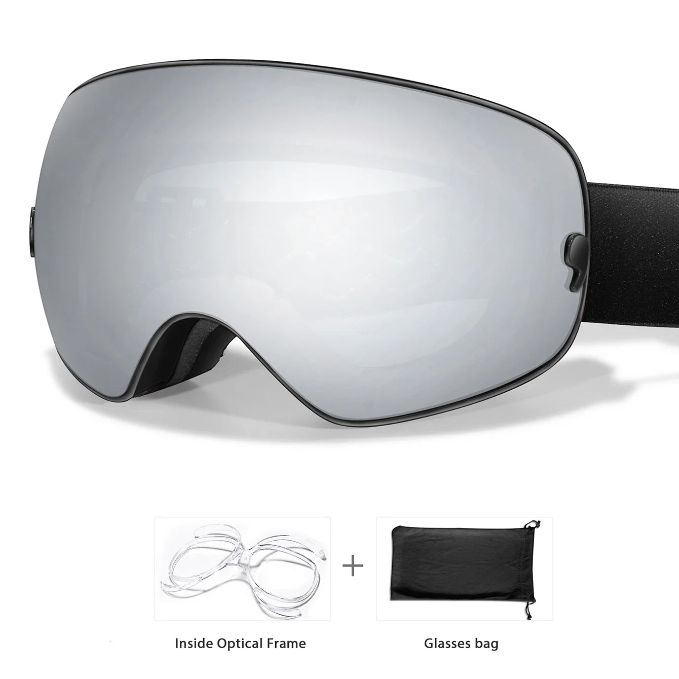 Winter Outdoor SKI Goggles Men/Women Teen, Free Optical Frame/Bag, UV400 Anti-Fog Snowboard Eyewear