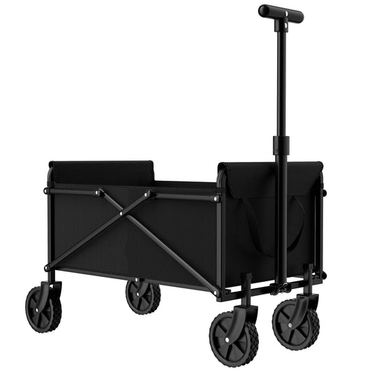 Black Small Handcart Folding Cart Collapsible Utility Wagon Portable Picnic Beach
