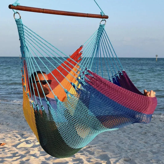 Jumbo Caribbean Hammock Chair with Footrest - 55 inch - Soft-Spun Polyester