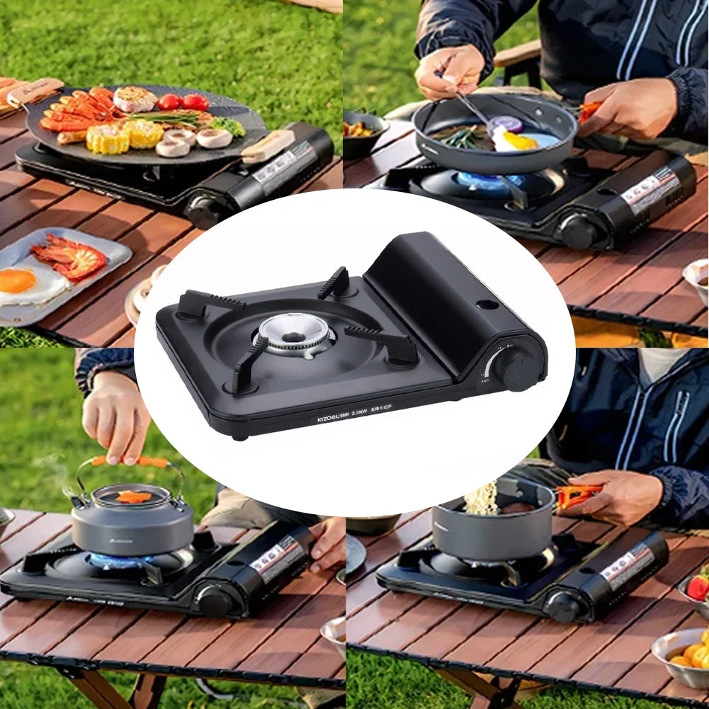 Single Burner Camping Gas Stove - Automatic Ignition Cassette Outdoor Cooking Hiking Picnic