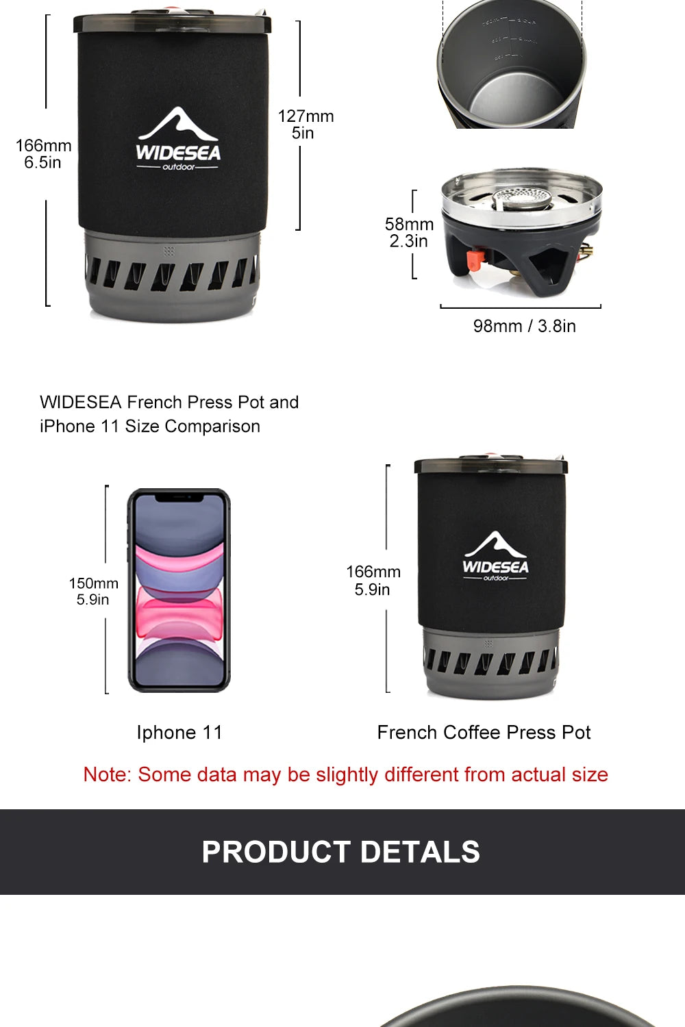 Widesea Camping Cooking System with Heat Exchanger  Coffee Pot Cup Cookware Tableware