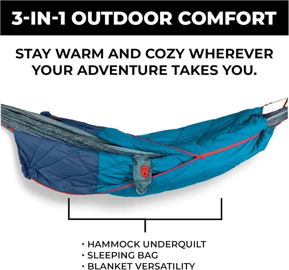 3-in-1 Hammock Underquilt, Sleeping Bag & Blanket - Lightweight & Warm for Outdoor Adventures