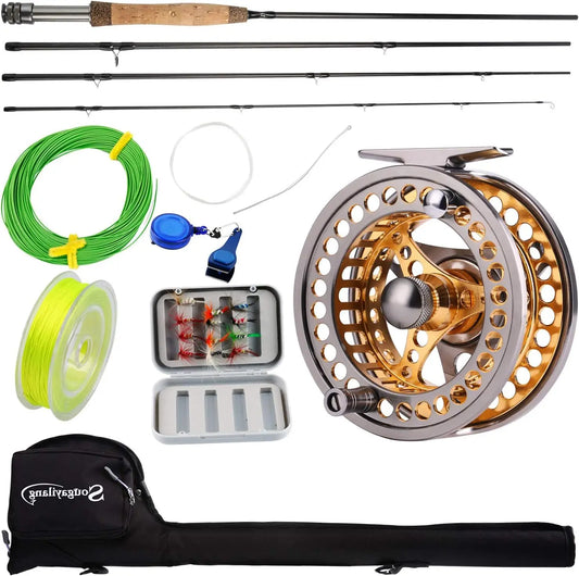 Lightweight Fly Fishing Rod Reel Combo, CNC Aluminum Alloy Reel, Complete Starter Package, Anglers