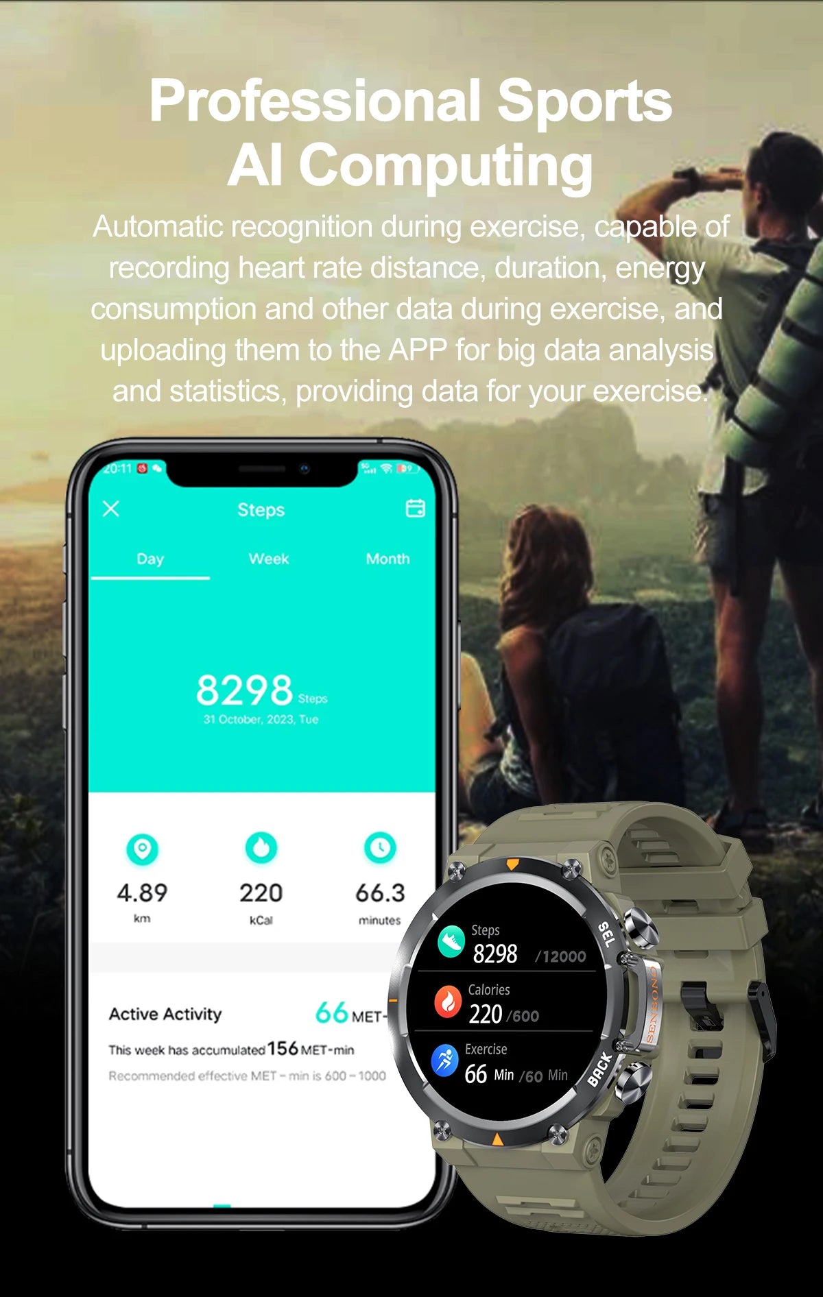 MAX18 Smart Watch AMOLED Screen AI GPT Bluetooth Call 410mAh Big Battery Fitness Tracker Men' Sport