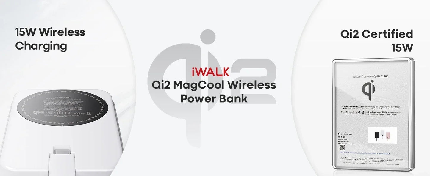 iWALK Magnetic Portable Charger 10000mAh: 15W Wireless 30W Fast Charging USB-C Cable iPhone,Samsung