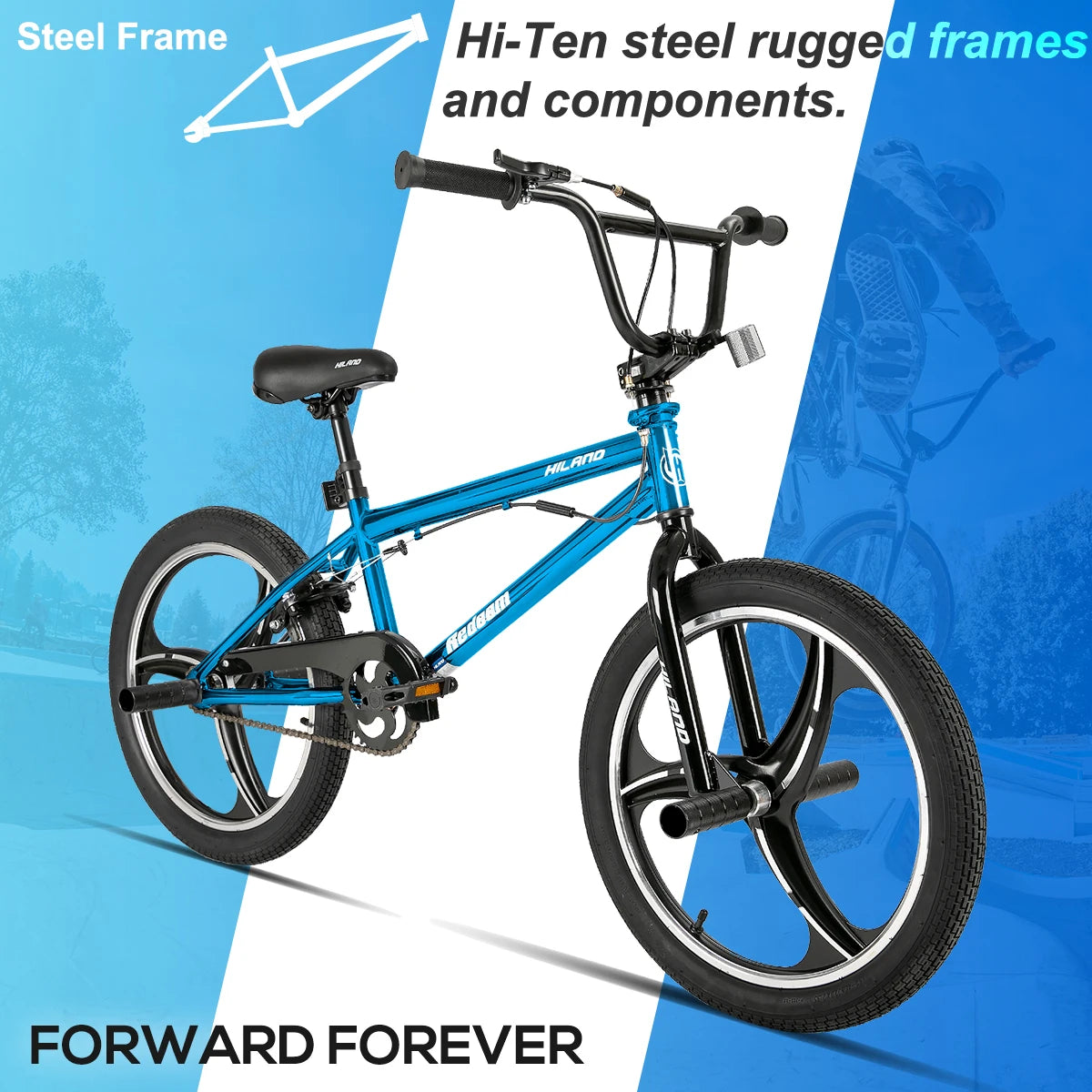20 Inch Kids BMX Bike for Boys Girls Ages 5-12, 360 Degree Rotor Freestyle, 4 Pegs Single Speed