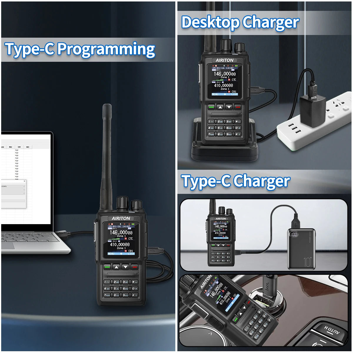 DM-168 Walkie Talkie AES256 Encryption DMR Digital/ Analog Dual Band FM, AT-D168UV  USB-C charging
