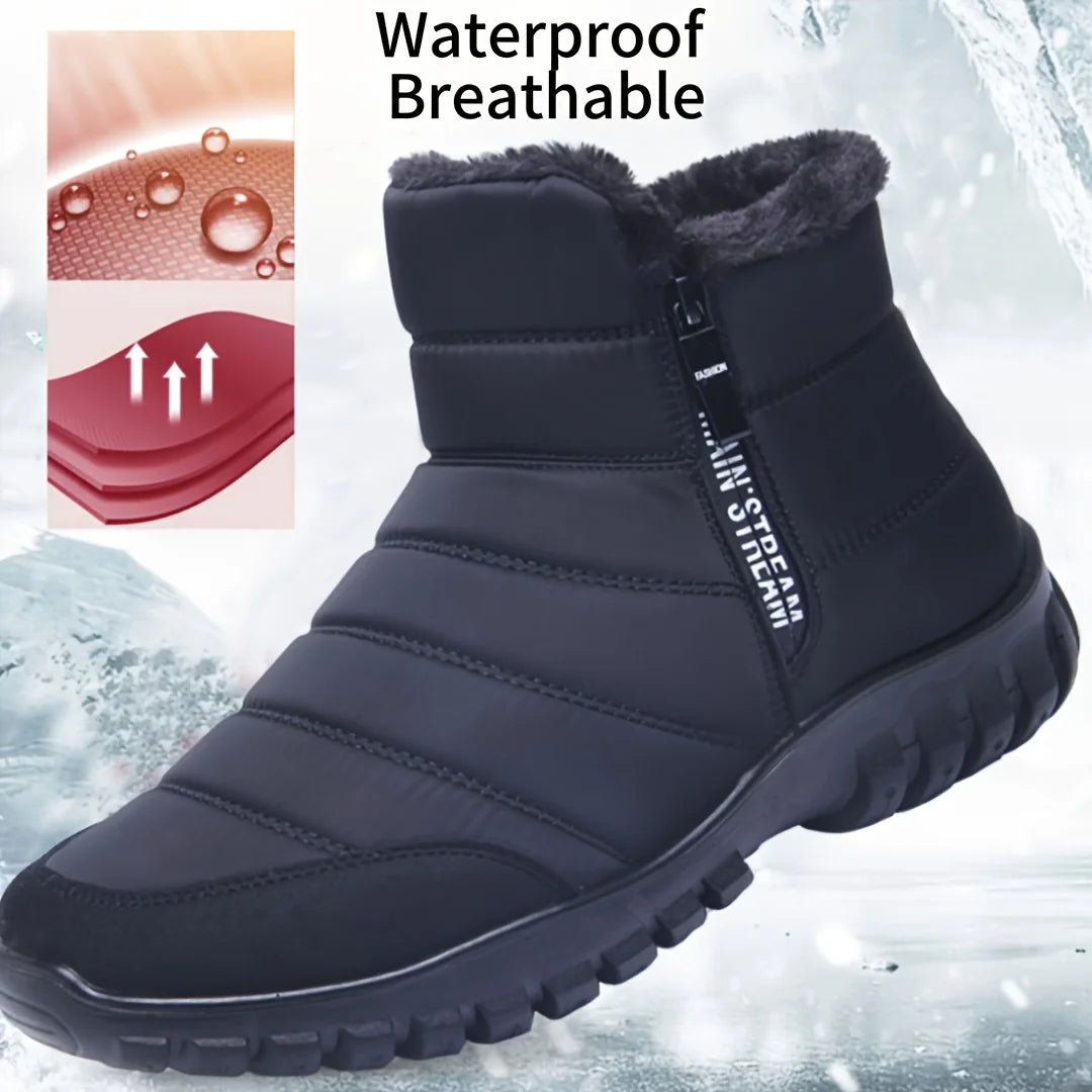 Men's sneakers Warm Cotton Zipper Snow Ankle Boots, Waterproof Snow Boots free shiping shoe