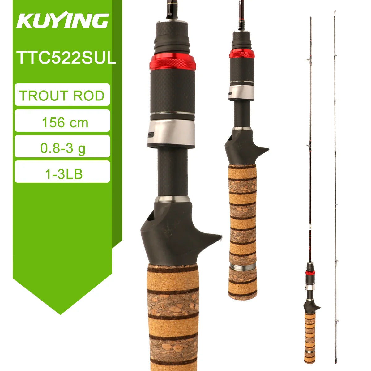 LUL SUL 5'2" 6' 6'3" 6'4"6'2" 6'6" Fishing Rod Lure,Spin/cast FUJI Carbon 1-4g 0.8-3g 2-10g M-Fast
