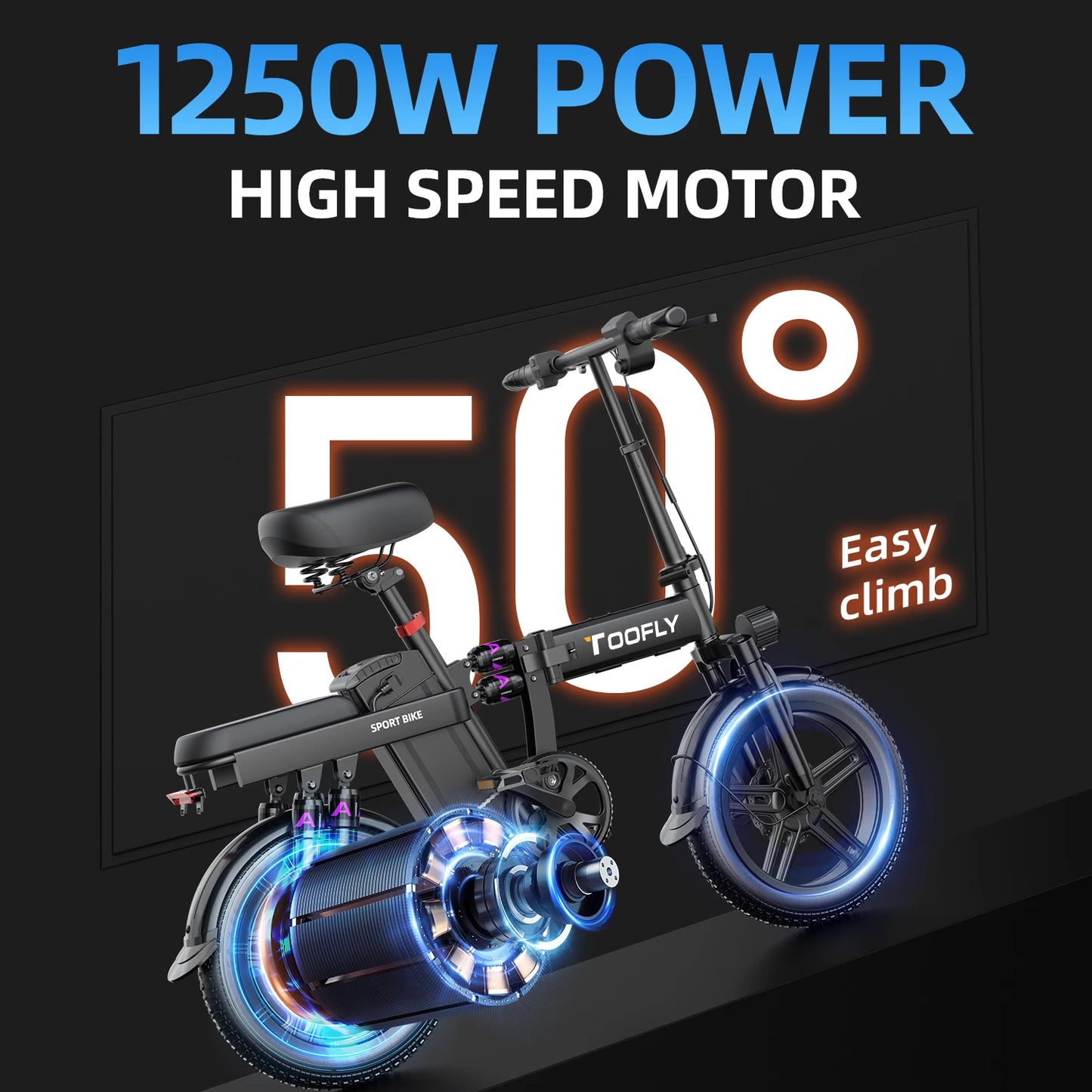 Ebike G16 1000W motor 48V 20AH battery, shock absorption, fold, 16 inch tires, urban commuting