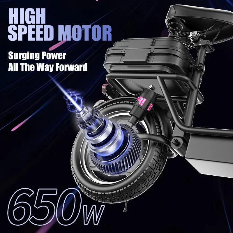 Folding electric scooter with trunk, 500W motor (peak 650W), 48V15AH, 20MPH, 30 mile long range