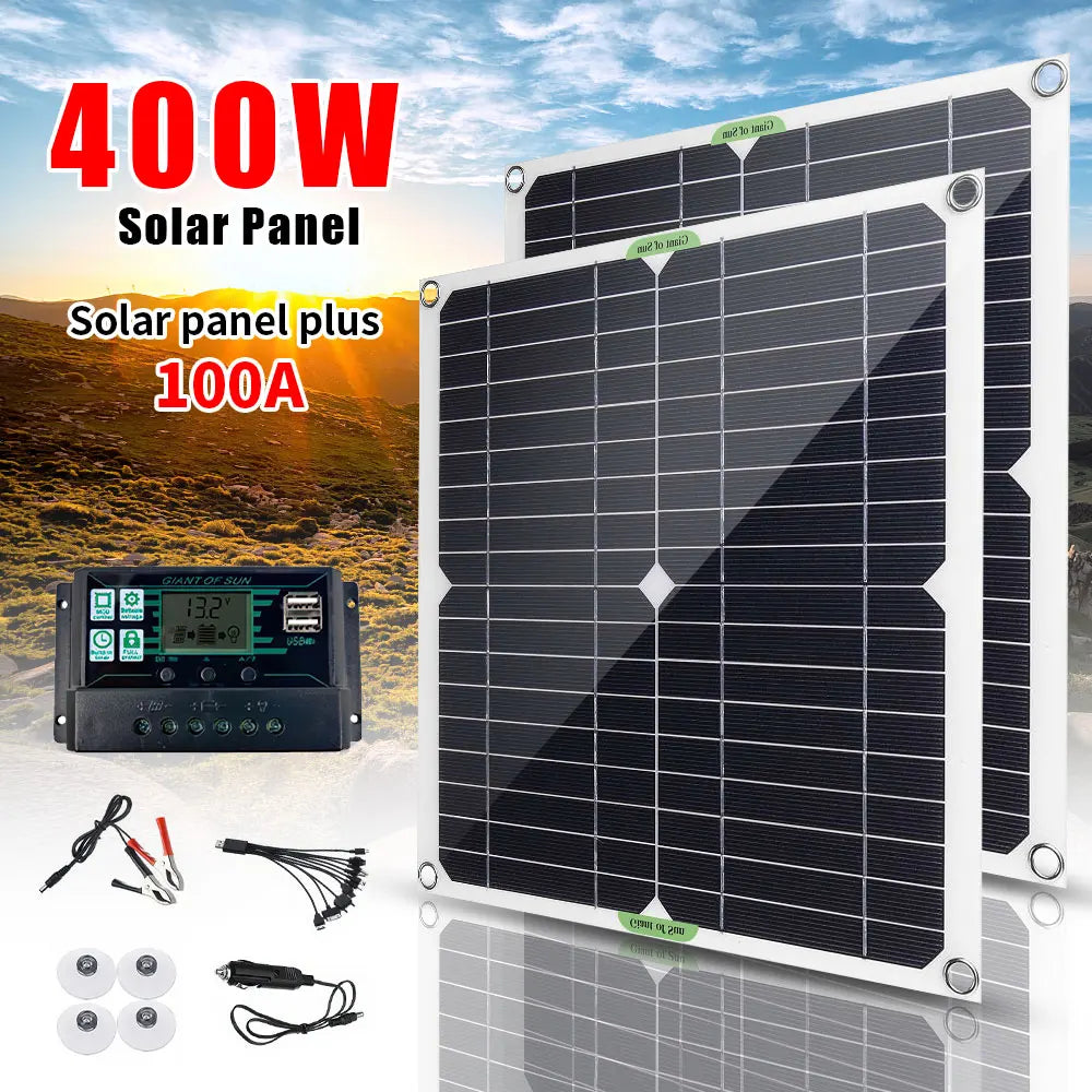400W High-Efficiency Flexible Solar Panel 12V Solar Panel Battery Charging ControllerInverterHome