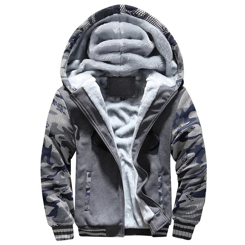 Men's Jacket Camouflage Thicken Winter Jackets for Men Fleece Long Sleeve Coat Man Casual Hoodies