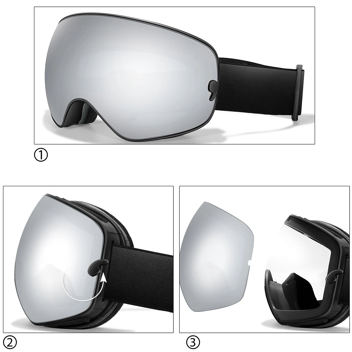 Winter Outdoor SKI Goggles Men/Women Teen, Free Optical Frame/Bag, UV400 Anti-Fog Snowboard Eyewear