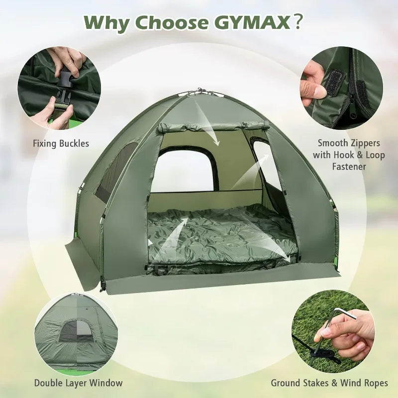 Tent Cot, 5-in-1 Elevated  Cot with Sunshade, Air Mattress, Sleeping Bag & Pillow, Portable