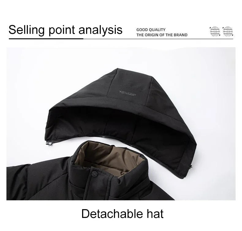 Graphene Warm Windproof Jacket Men Comfortable Thickened Outdoor Hooded Overcoat Male Casual