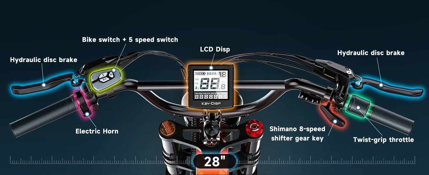 EK6 Peak 2000W Folding E-Bike, Adults, 35MPH 100Miles, 48V 25Ah Removable Battery,20"x4.0 Fat Tire