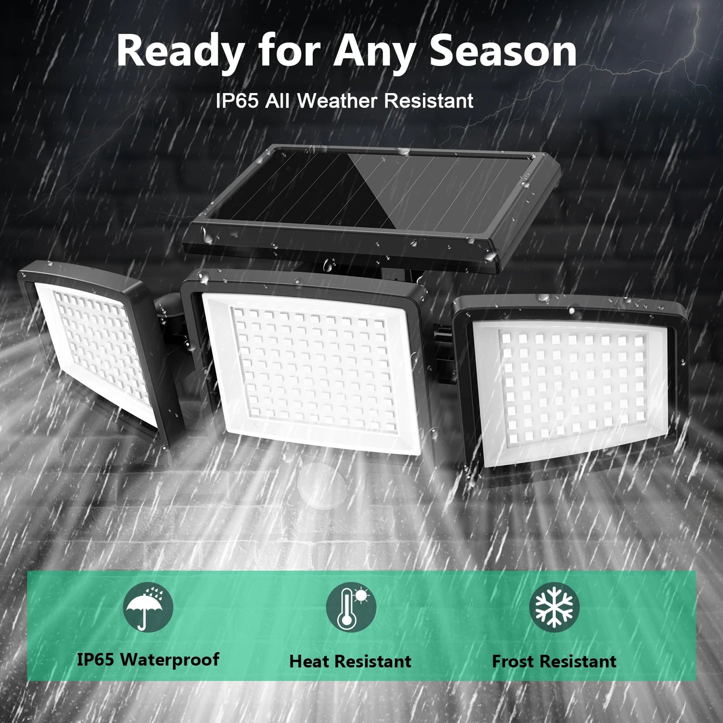 3Pack Outdoor Solar Lights, 210LED 2500LM Motion Sensor Security Lights, IP65 Waterproof