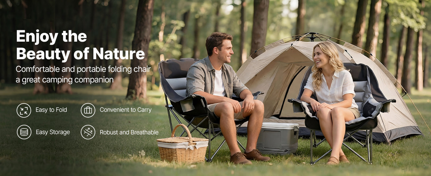 Lg.Camping Chairs 450lbs Heavy Duty Portable Padded Folding Camp Chairs w/Carry Bag