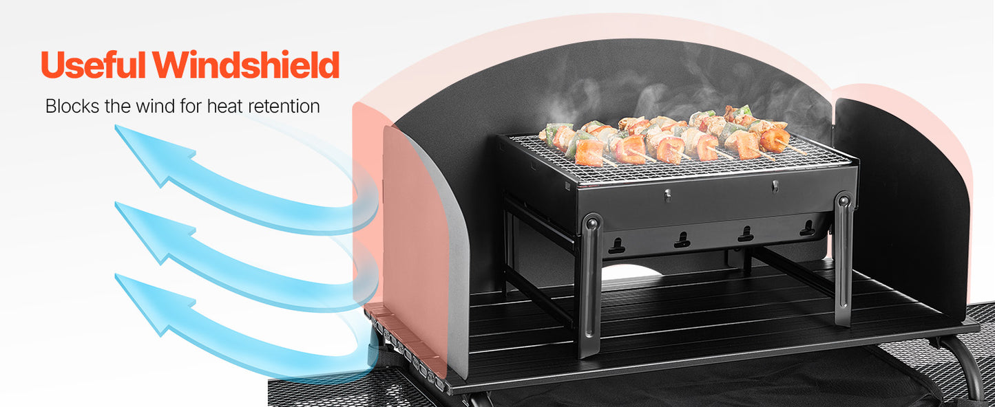 Camp Kitchen Table Aluminum Portable Cook Station, 3 Storage Cupboard Carrying Bag Quick Set-up